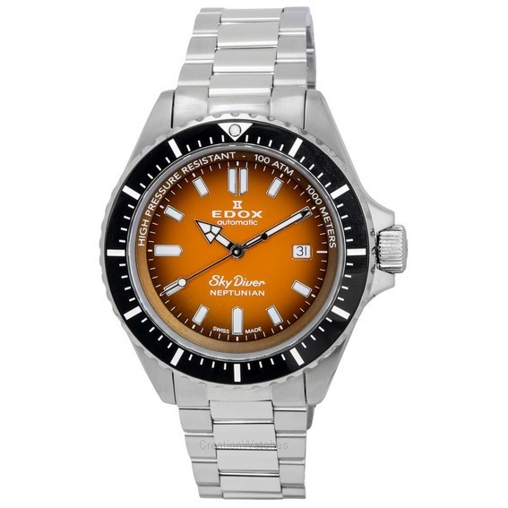 Reloj para hombre Edox Skydiver Neptunian Orange Dial Automatic Diver's 801203NMODN 1000M