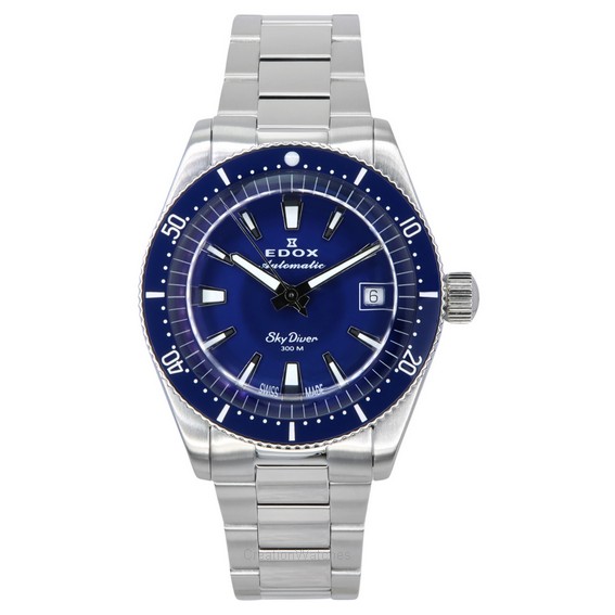 Edox Skydiver 38 日期限量版藍色錶盤自動潛水員 801313BUMBUIN 300M 瑞士製造男士手錶