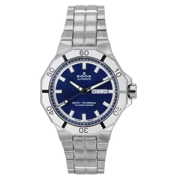 Edox Delfin O Dia Original Data Azul Mostrador Automático Diver's 88008 3M BUIN 200M Relógio Masculino