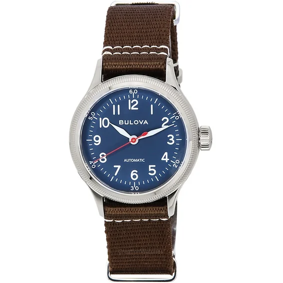 Bulova Classic HACK Military A11 Nylon Strap Blue Dial Automatic 96A282 Unisex Watch