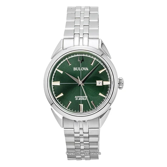 Bulova Sutton Stainless Steel Green Dial Automatic 96B424 Men's Watch
