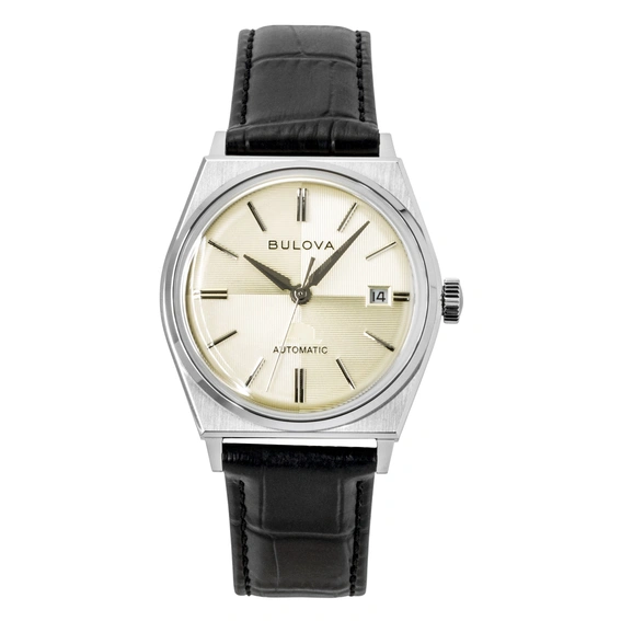 Bulova Frank Sinatra Leather Strap Beige Dial Automatic 96B483 Men's Watch