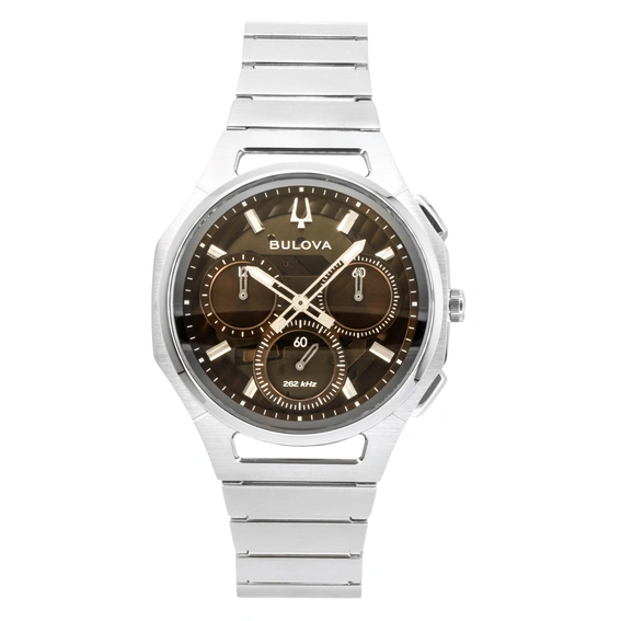 Bulova CURV High Precision 10th Anniversary Edition Chronograph Brown Dial Quartz 96K117 Men's Watch With Extra Strap
