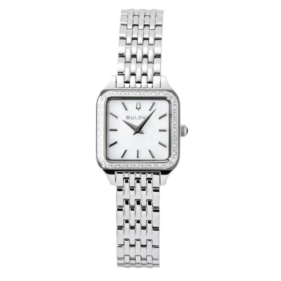 Bulova Sutton Stainless Steel Diamond Accents White Dial Quartz 96R256 Women's Watch