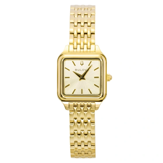 Bulova Sutton Square Gold Tone Stainless Steel Gold Dial Quartz 97L191 Women's Watch