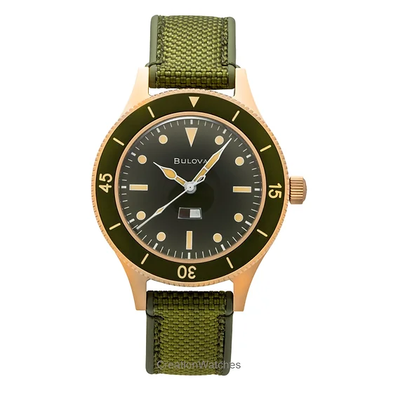 Bulova Mil Ships 150th Anniversary Special Edition Green Dial Automatic Diver's 98A324 200M Men's Watch