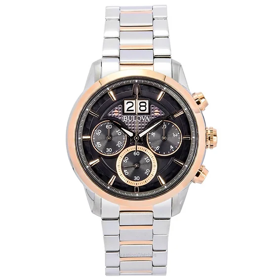 Bulova Classic Sutton Chronograph Two Tone Stainless Steel Grey Dial Quartz 98B335 Men's Watch