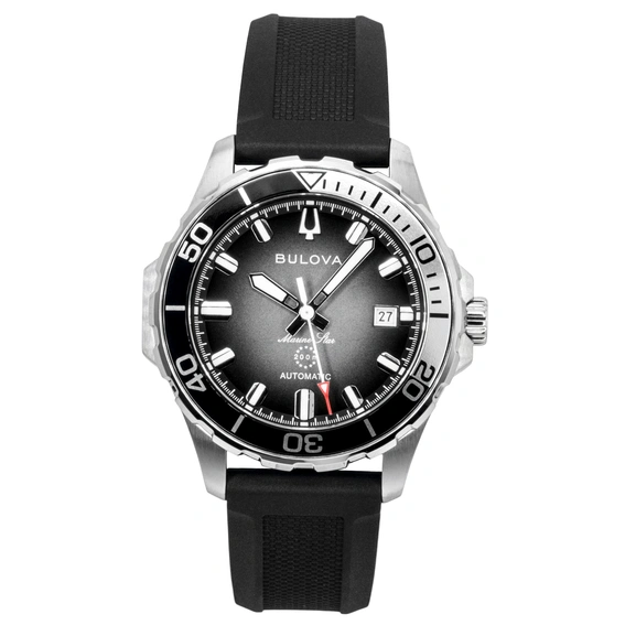 Bulova Marine Star Rubber Strap Black Dial Automatic Diver's 98B465 200M Men's Watch