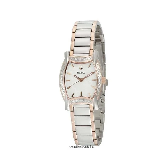 Bulova Diamond Case White Dial 98R138 Womens Watch