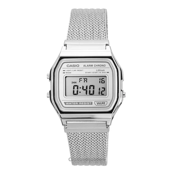 Casio Vintage Digital Stainless Steel Mesh Bracelet Quartz A158WEM-7 Unisex Watch