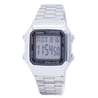 Reloj Casio Digital de acero inoxidable con alarma Chrono Dual Time A178WA-1ADF A178WA-1A para hombre
