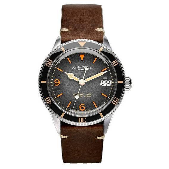 Armand Nicolet Tramelan VS1 Black Dial Automatic A500ANAA-NS-BP19500MAC 100M Calf Leather Strap Men's Watch