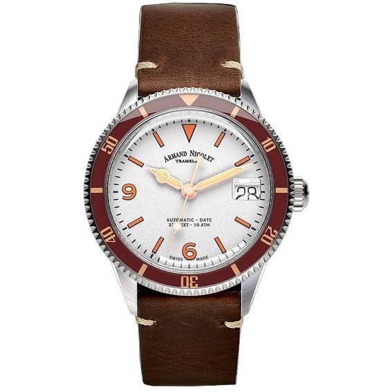 Đồng hồ đeo tay nam dây da 100M Armand Nicolet VS1 Tramelan Mặt số tự động A500AXAA-AS-BP19500MAC