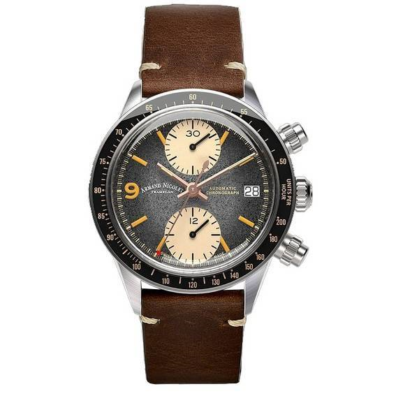 Relógio masculino Armand Nicolet Tramelan VS1 cronógrafo mostrador cinza automático A510ANAA-NS-BP19500MAC 100M pulseira de cour