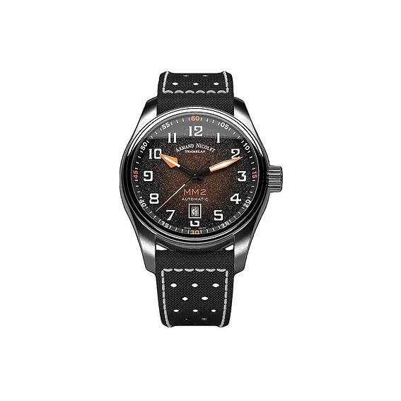 Armand Nicolet Tramelan MM2 Black Dial Automatic A640P-KN-P0640NC8 100M Canvas Strap Men's Watch
