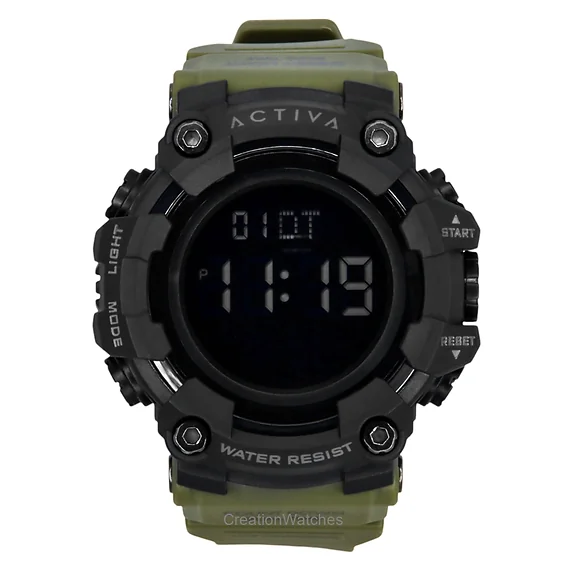 Invicta Activa Digital Army Green Polyurethane Strap Black Dial Quartz ACW1968-002 Men's Watch