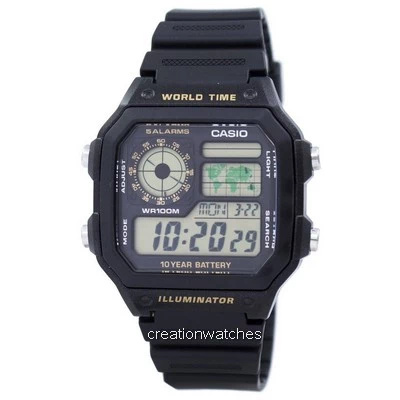 Casio Youth Series Digital World Time AE-1200WH-1BVDF AE-1200WH-1BV นาฬิกาข้อมือผู้ชาย