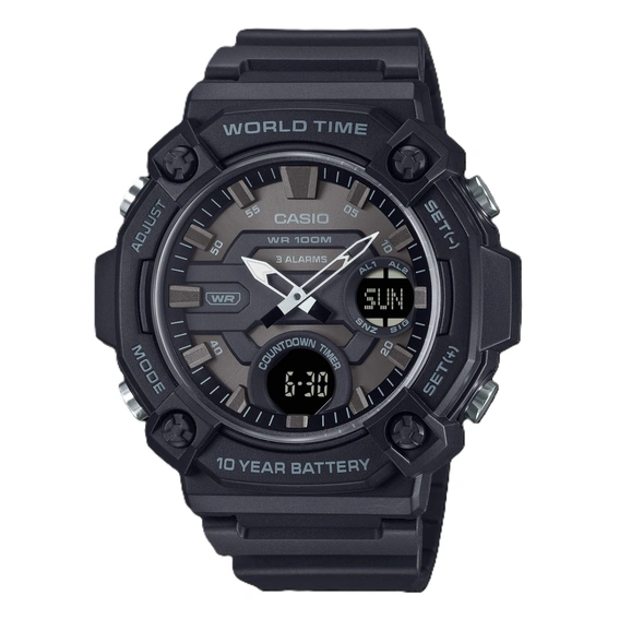 Casio Standard Analog Digital Resin Strap Grey Dial Quartz AEQ-120W-1BV 100M Men's Watch