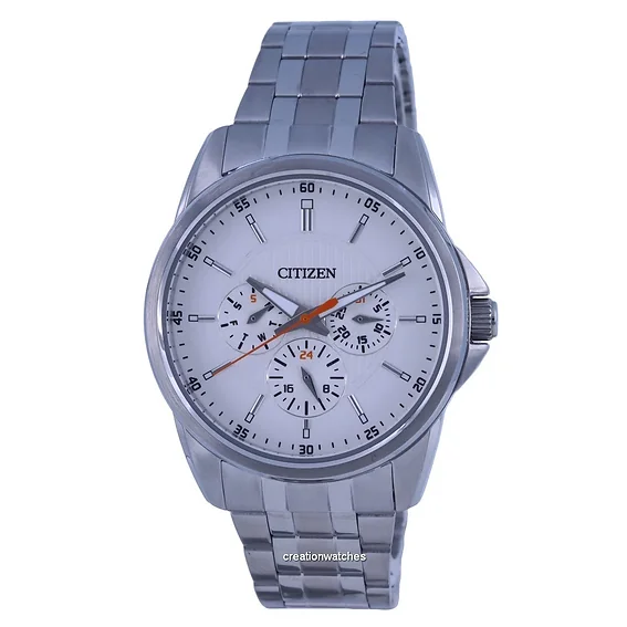 Citizen Analog Stainless Steel White Dial Quartz AG8340-58A 100M Men's Watch