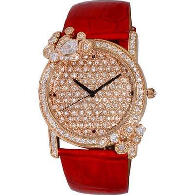 Adee Kaye Royale Collection Crystal Accents Rose Gold Austrian Stone Dial Quartz AK2000-LRG Women's Watch
