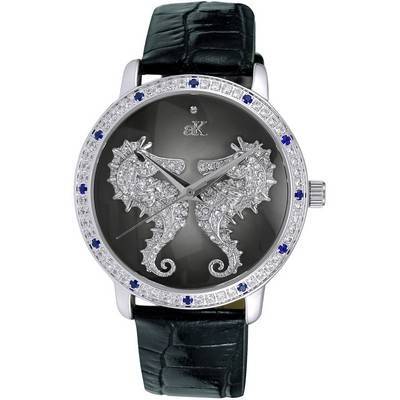 Adee Kaye Seahorsee Collection Crystal Accents Black Dial Quartz AK2002-LBU Women's Watch