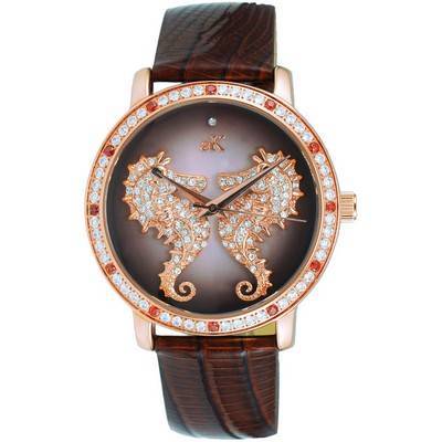 Adee Kaye Seahorsee Collection Crystal Accents Brown Dial Quartz AK2002-LRG Women's Watch
