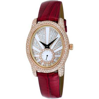 Adee Kaye Sunray Collection Crystal Accents Rose Tone Mother Of Pearl Dial Quartz AK2003-LRG Women's Watch