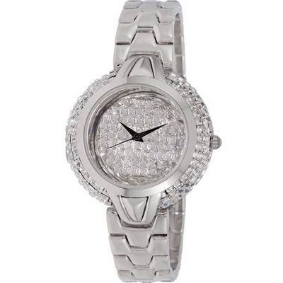 Adee Kaye Starry Collection Crystal Accents Sunray Brass Rhodium Plated Dial Quartz AK2004-L Women's Watch