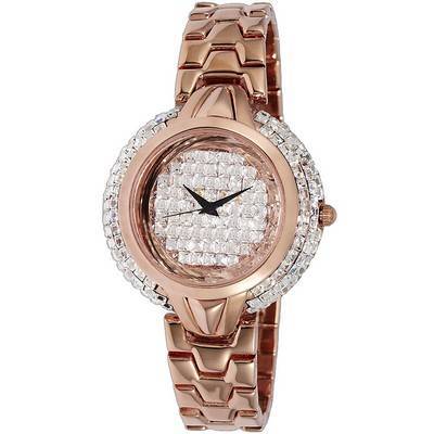 Adee Kaye Starry Collection Crystal Accents Rose Gold Brass Rhodium Plated Dial Cuarzo AK2004-LRG Reloj para mujer
