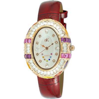 Adee Kaye Crown Collection Crystal Accents White Mother Of Pearl Dial Quartz AK2113-LRG Women's Watch