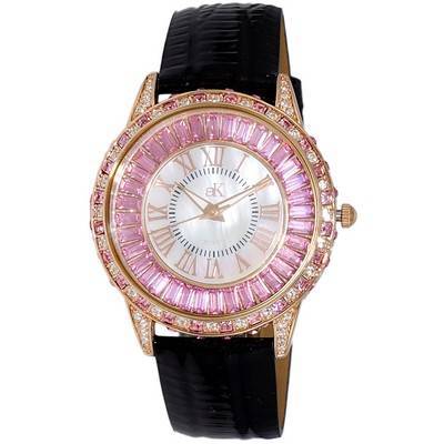 Adee Kaye Marquee Collection Crystal Accents White Mother Of Pearl Dial Quartz AK2425-LRGOK Women's Watch