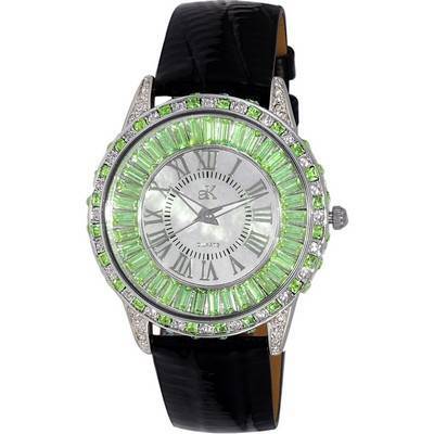 Adee Kaye Marquee Collection Crystal Accents White Mother Of Pearl Dial Quartz AK2524-LGN Women's Watch