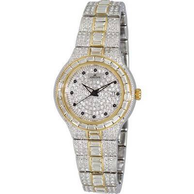Relógio feminino Adee Kaye Fussy G-2 Collection com detalhes em diamante Pave Dial quartzo AK2525-L2G