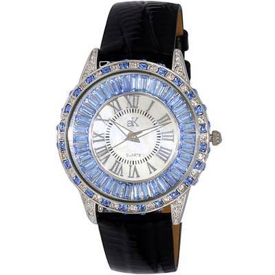 Adee Kaye Marquee Collection Crystal Accents White Mother Of Pearl Dial Quartz AK2525-LBU Women's Watch