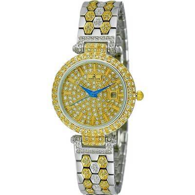 Adee Kaye Finess Collection Crystal Accents Gold Tone Dial Quartz AK2526-L2G Women's Watch