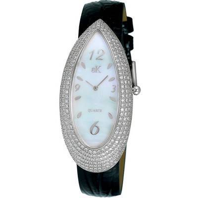 Coleção Adee Kaye Pear com detalhes em cristal branco madrepérola mostrador quartzo AK2527-L relógio feminino