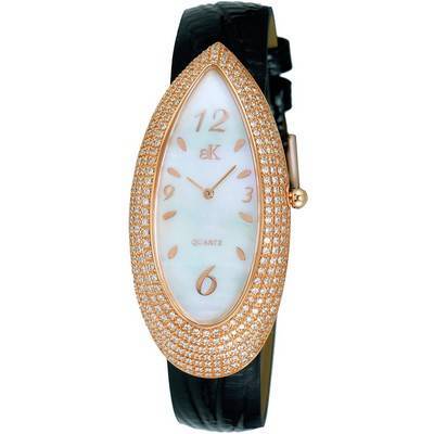 Adee Kaye Pear Collection Crystal Accents White Mother Of Pearl Dial Quartz AK2527-LRG Women's Watch