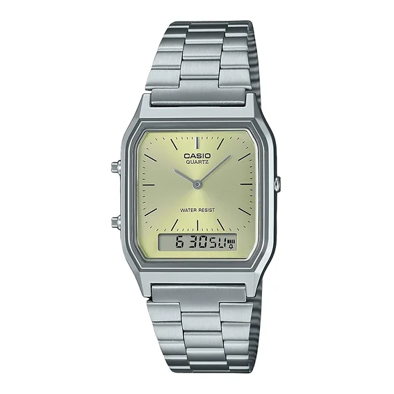 Casio Vintage Analog Digital Light Champagne Dial Quartz AQ-230A-9AMQY Unisex Watch