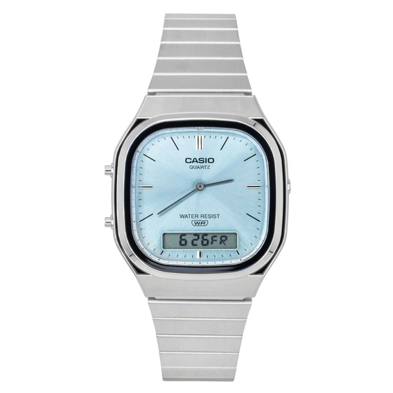 Casio Vintage Analog Digital Stainless Steel Light Blue Dial Quartz AQ-240E-2A Unisex Watch