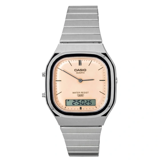 Casio Vintage Analog Digital Orange Dial Stainless Steel Quartz AQ-240E-4A Unisex Watch