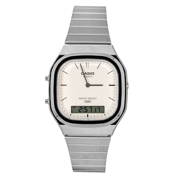 Casio Vintage Analog Digital Off White Dial Quartz AQ-240E-7A2 Unisex Watch