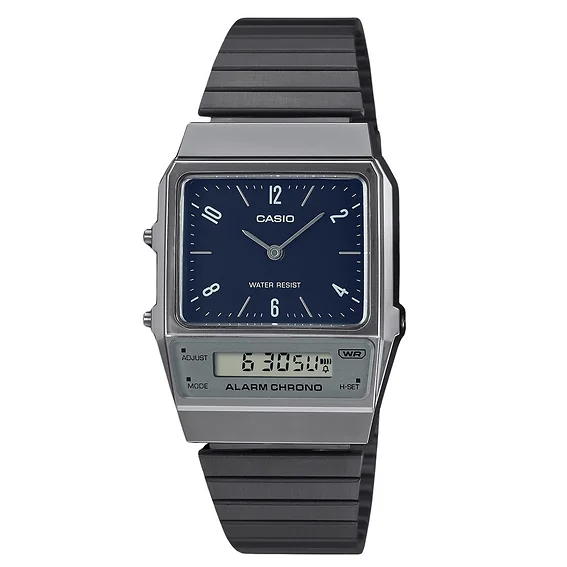 Casio Vintage Analog Digital Dual Time Stainless Steel Bracelet Blue Dial Quartz AQ-800EB-2A Unisex Watch