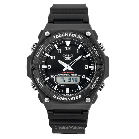 Casio Analog Digital Resin Strap Black Dial Solar AQ-S820W-1AV 100M Men's Watch