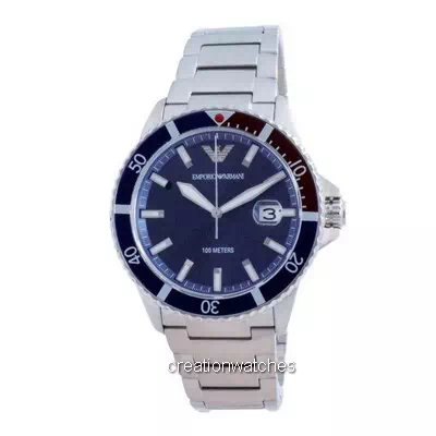Emporio Armani สีน้ำเงิน dial สแตนเลสสตีล ควอตซ์ AR11339 100M Men's Watch