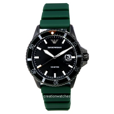 Emporio Armani Green Silicone Black Dial Quartz AR11464 100M Men\'s Watch