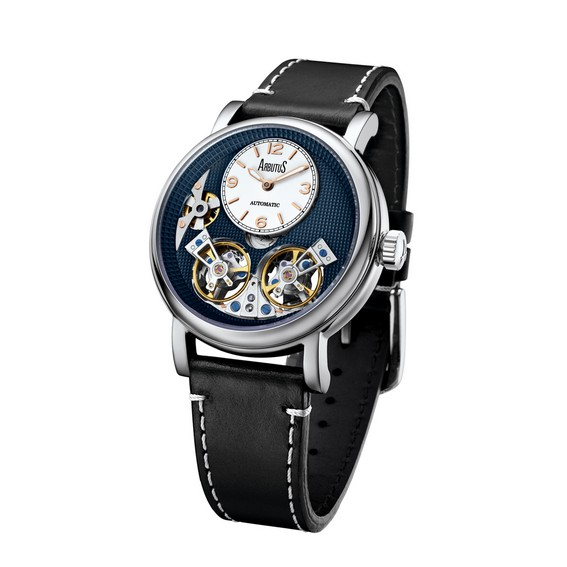 Arbutus Wall Street AR1804SUB Herrenuhr mit Lederarmband und blauem Zifferblatt mit offenem Herz