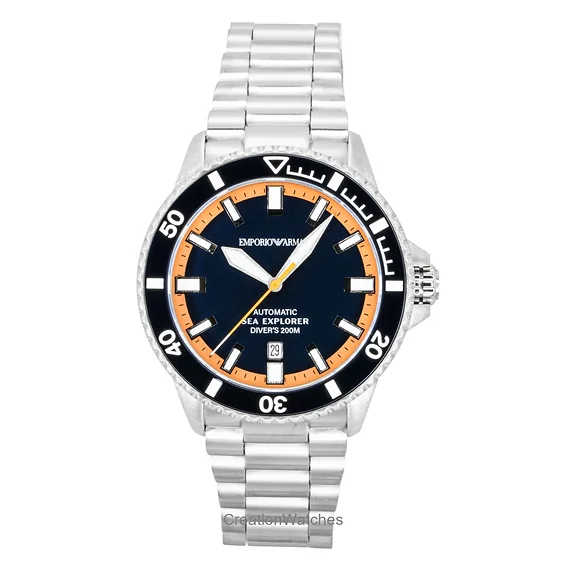 Emporio Armani Sea Explorer Stainless Steel Blue Dial Diver's Automatic AR60090 200M Men's Watch