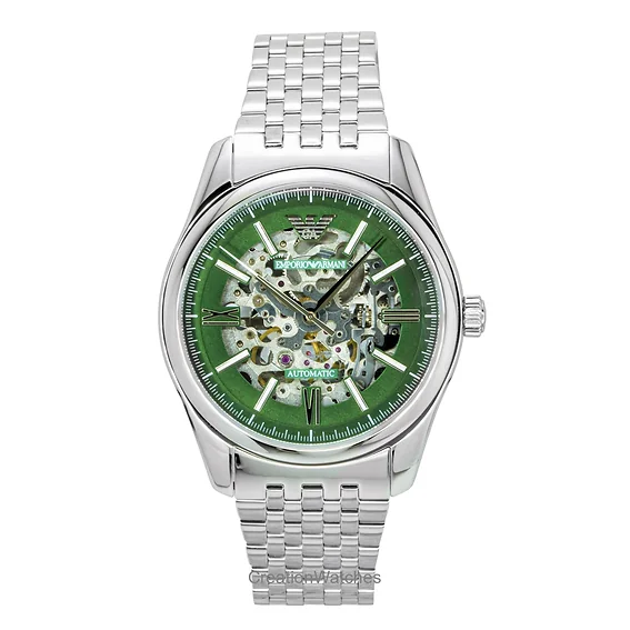 Emporio Armani Stainless Steel Green Skeleton Dial Automatic AR60091 Men's Watch