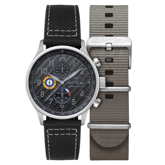 AVI-8 - Classic Chronograph Black / Leather Black Dial