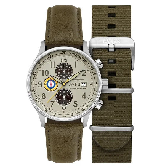 AVI-8 - Classic Chronograph Khaki / Leather | Khaki Dial